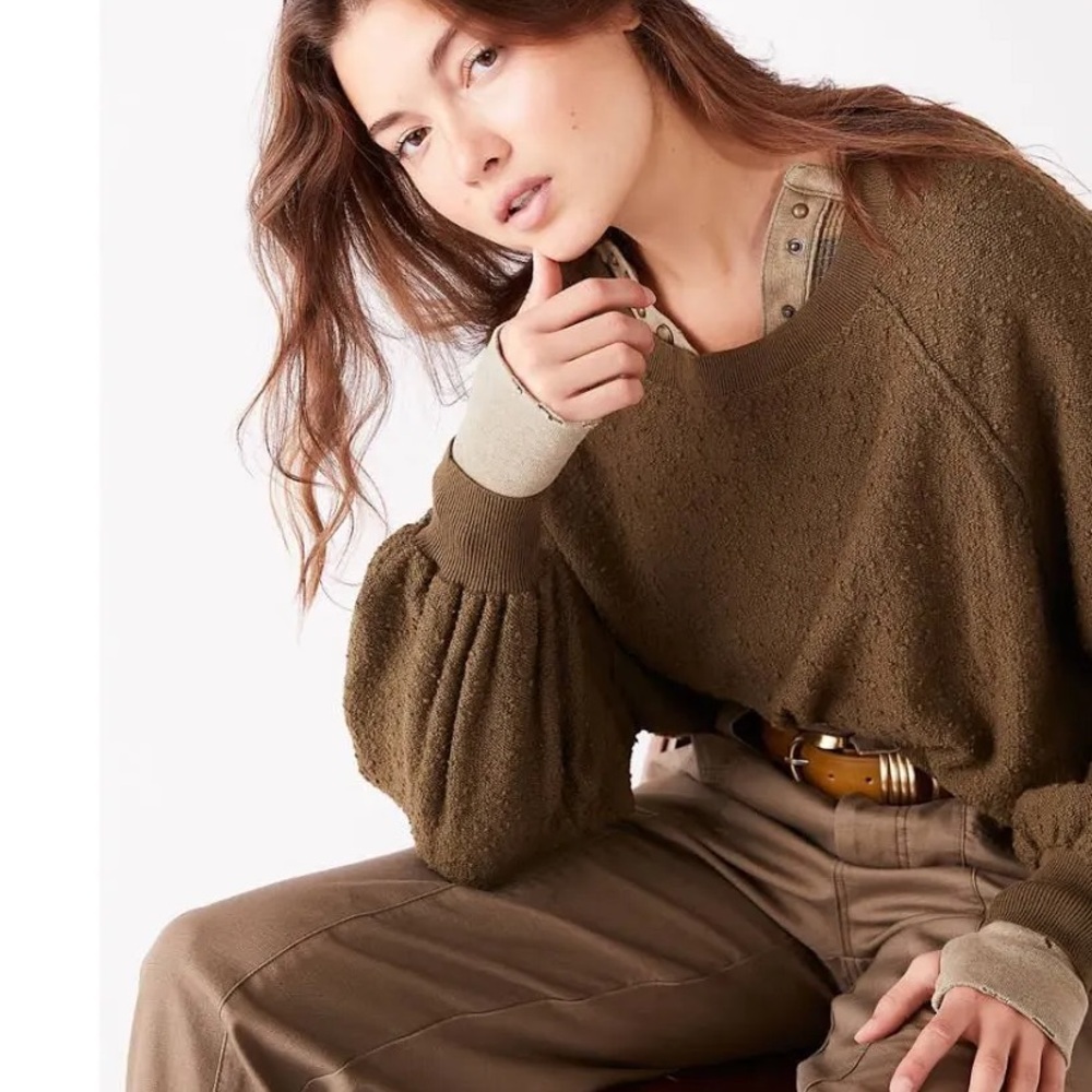 Free People Browm Foundation My Friend Women's Cozy Brown Pullover Sz S